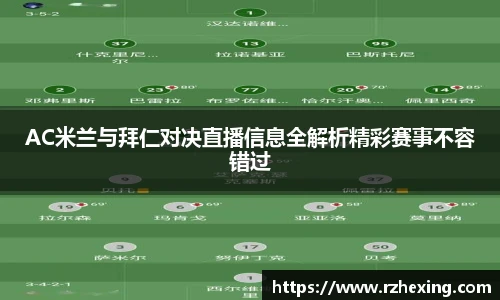 AC米兰与拜仁对决直播信息全解析精彩赛事不容错过